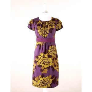 Boden Holland Park Dress Size 6 US Purple & Gold Floral